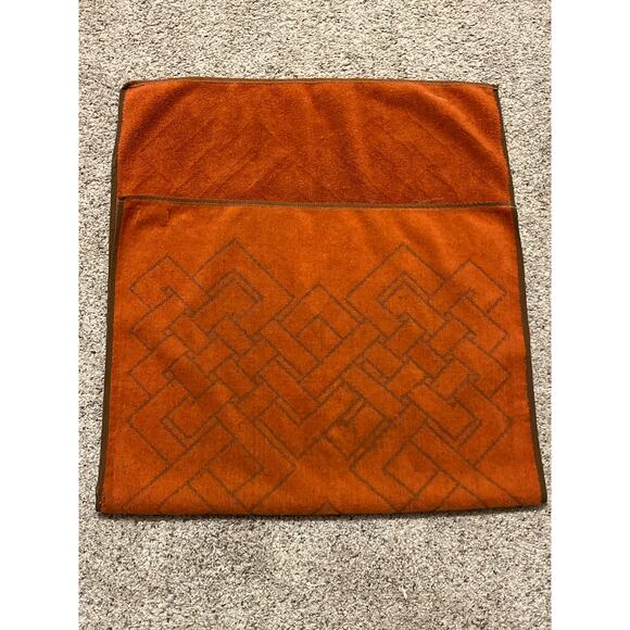 JCPenney Bath Towel Rust Tan Geometric Zig Zag Design Vintage Prop - Picture 7 of 7